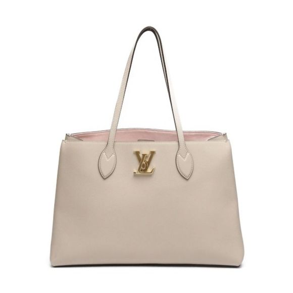 Louis Vuitton Lock Me Shopper Calf Leather Tote Bag Greige - Picture 1 of 11